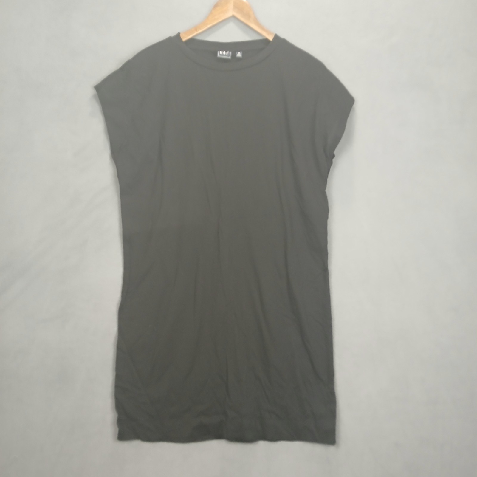 Gap T-Shirt Dress M Tall Black Soft Knit Crew Neck Preppy Outerwear Cap Sleeve