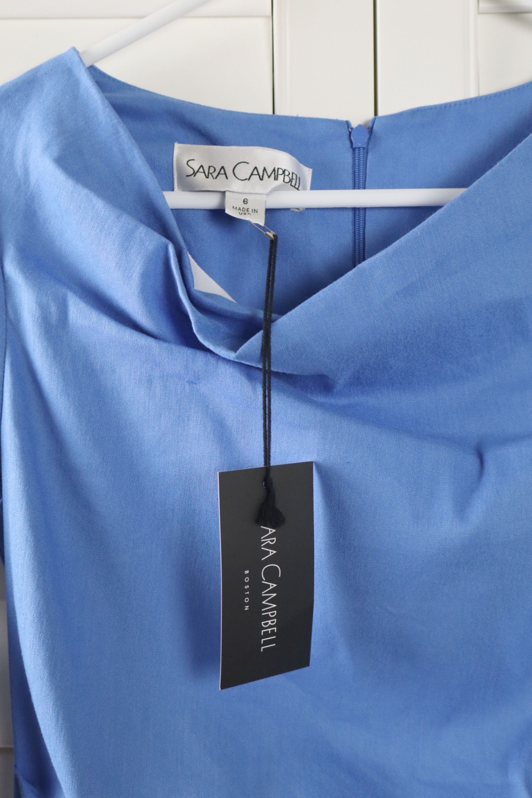 SARA CAMPBELL NWT $258 Solid Blue Limited Edition Pin Tuck Wiggle Dress Size 6