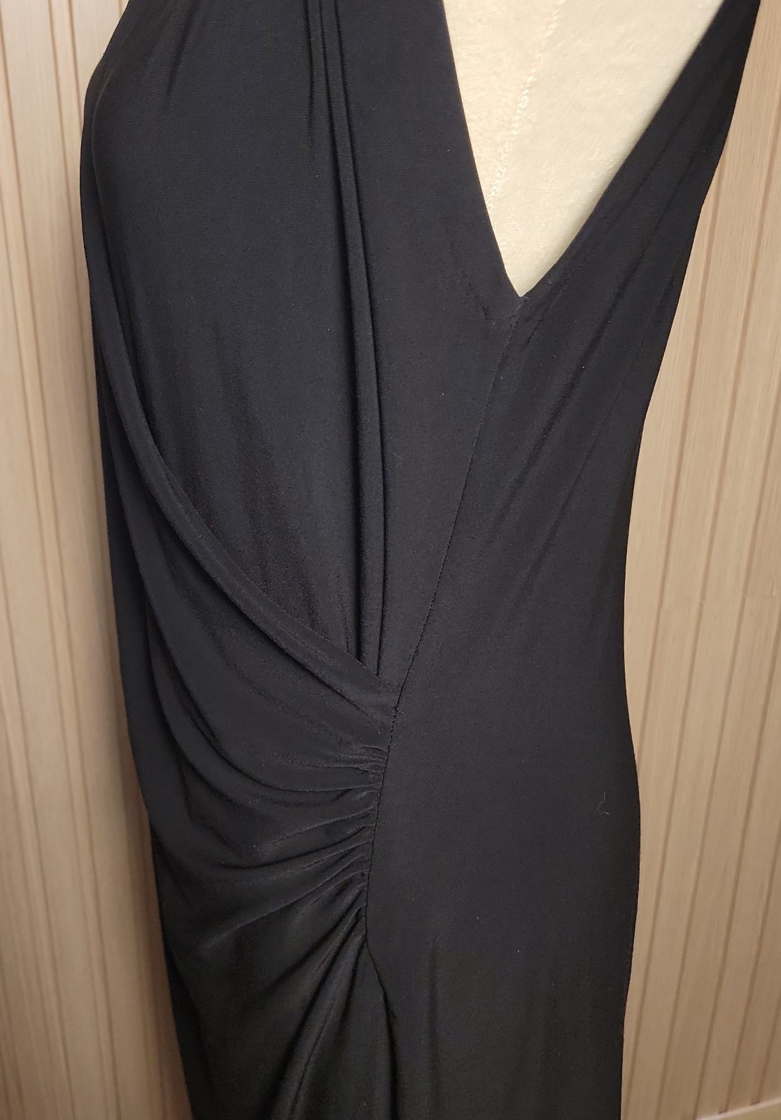 Norma Kamali Sleeveless Draped Ruched Faux Wrap Dress Black Size L