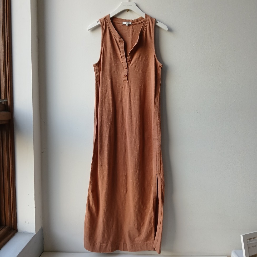 Z Supply Henley Midi Tank Dress Orange Women’s XS