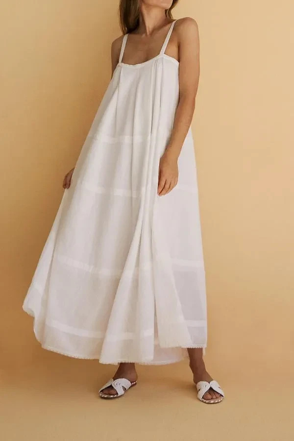 Posse Odette White Cotton Sleeveless Midi Dress Sz XS/S Resort Minimalist READ