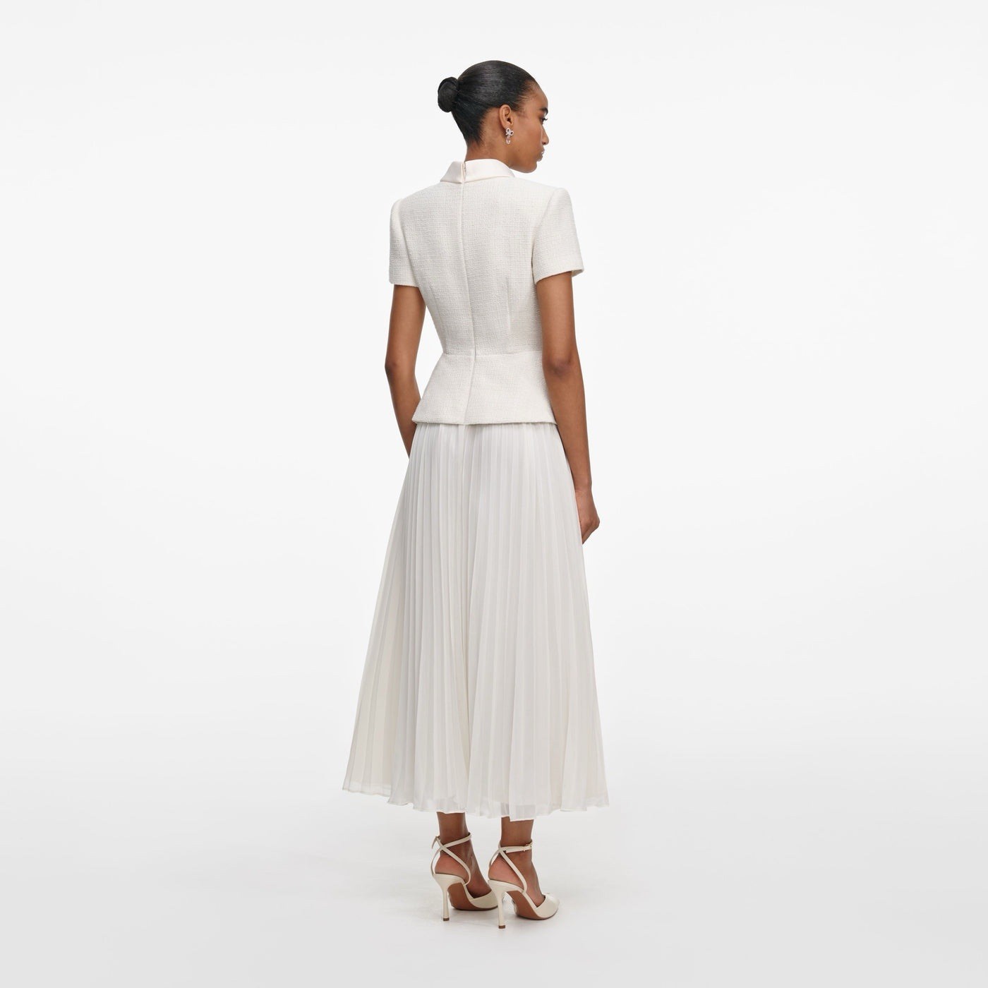 Self portrait CREAM BOUCLE COLLARED MIDI DRESS $ 750 Size US 2 UK 6