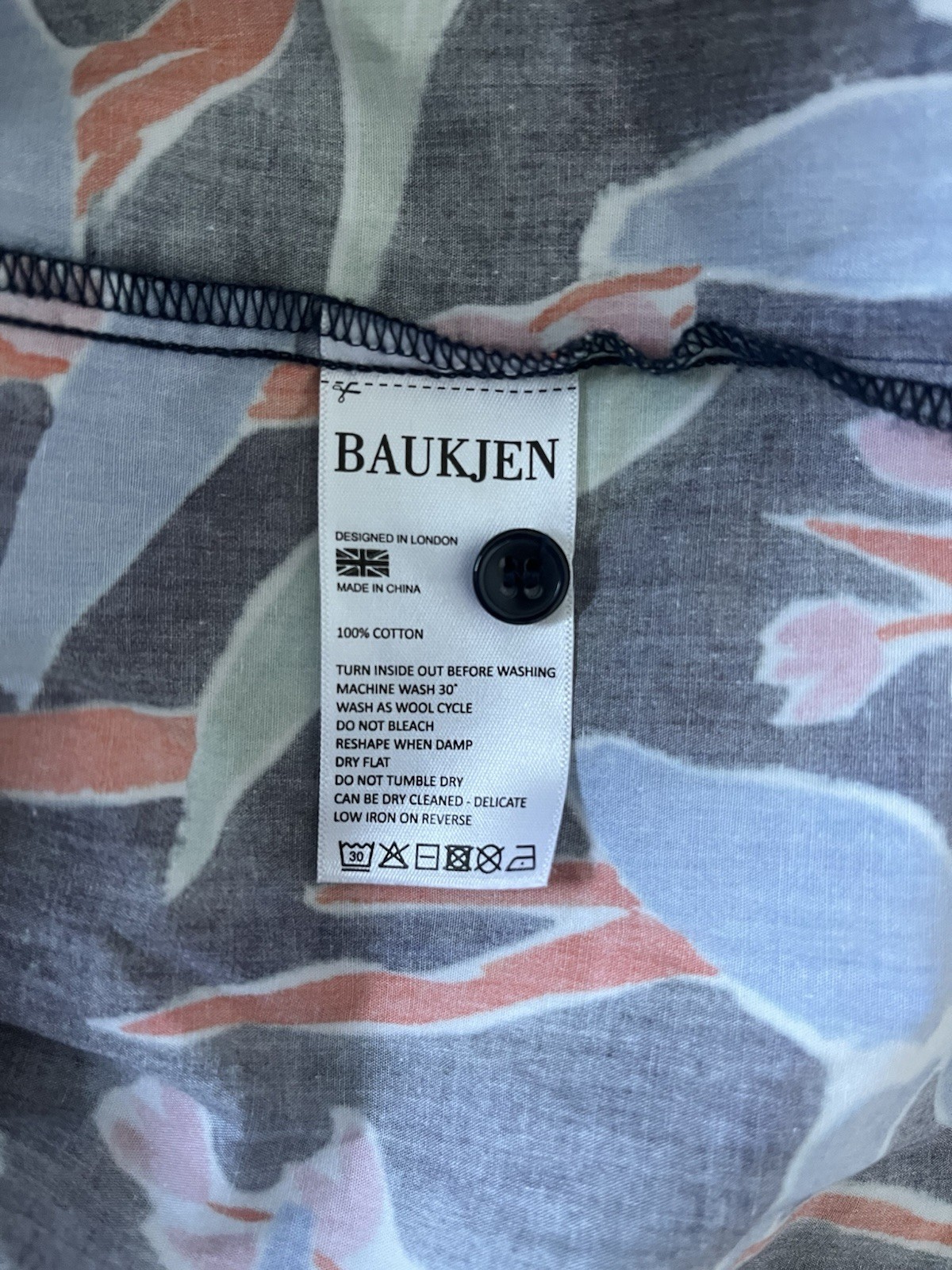 Baukjen Floral Shirt Dress With Belt Organic Cotton Button Size UK 14