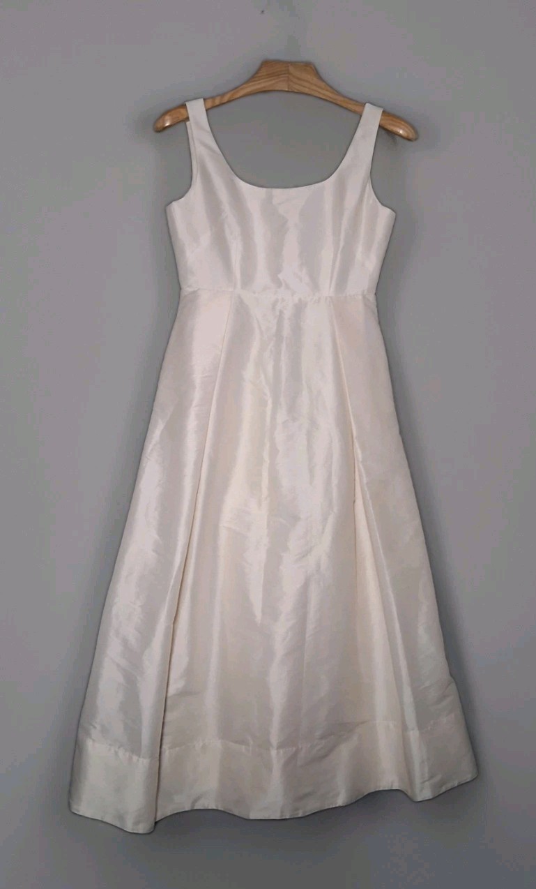 Karen Millen Petite Taffeta Full Skirt Tailored Midi Dress Size 6 US Cream NWT