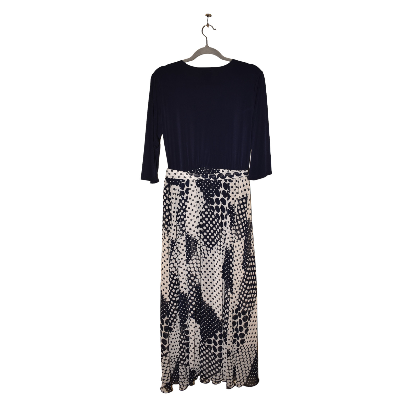 EN FOCUS STUDIO $148 Half Sleeve V-Neck Tie-Waist Maxi Dress Navy/White Size 12