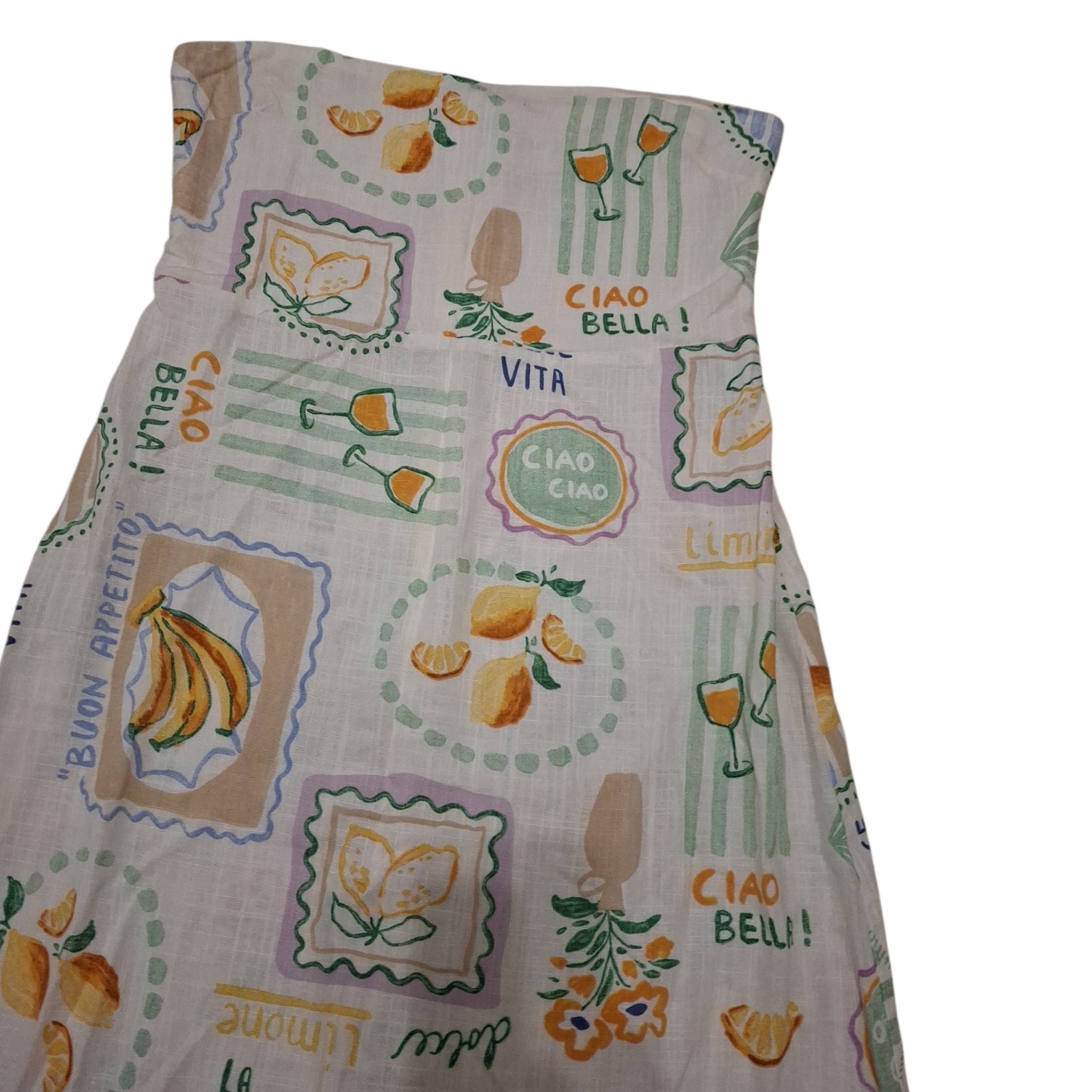 Anthropologie Paper Heart Linen Blend Tropical Fruit Print Maxi Dress Sz XL NWT