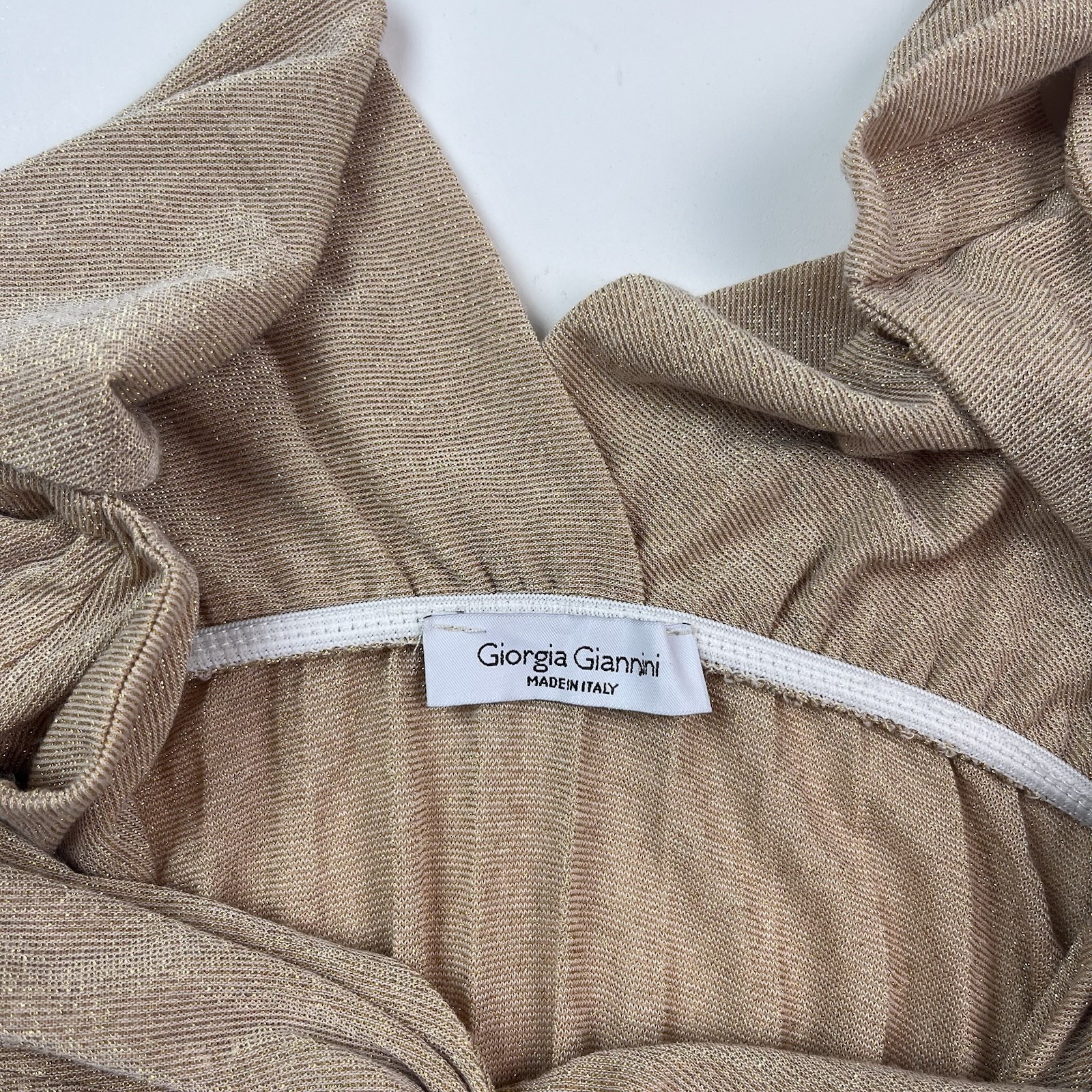 Giannini Gold Shimmer Maxi Dress S Made in Italy Glam Cocktail Party Elegant