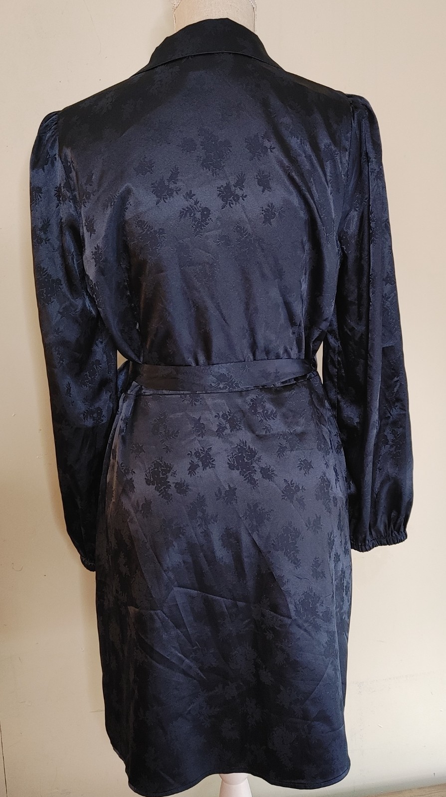 Adelyn Rae V-Neck Wrap Dress Blue Silky Polyester Womens sz Large