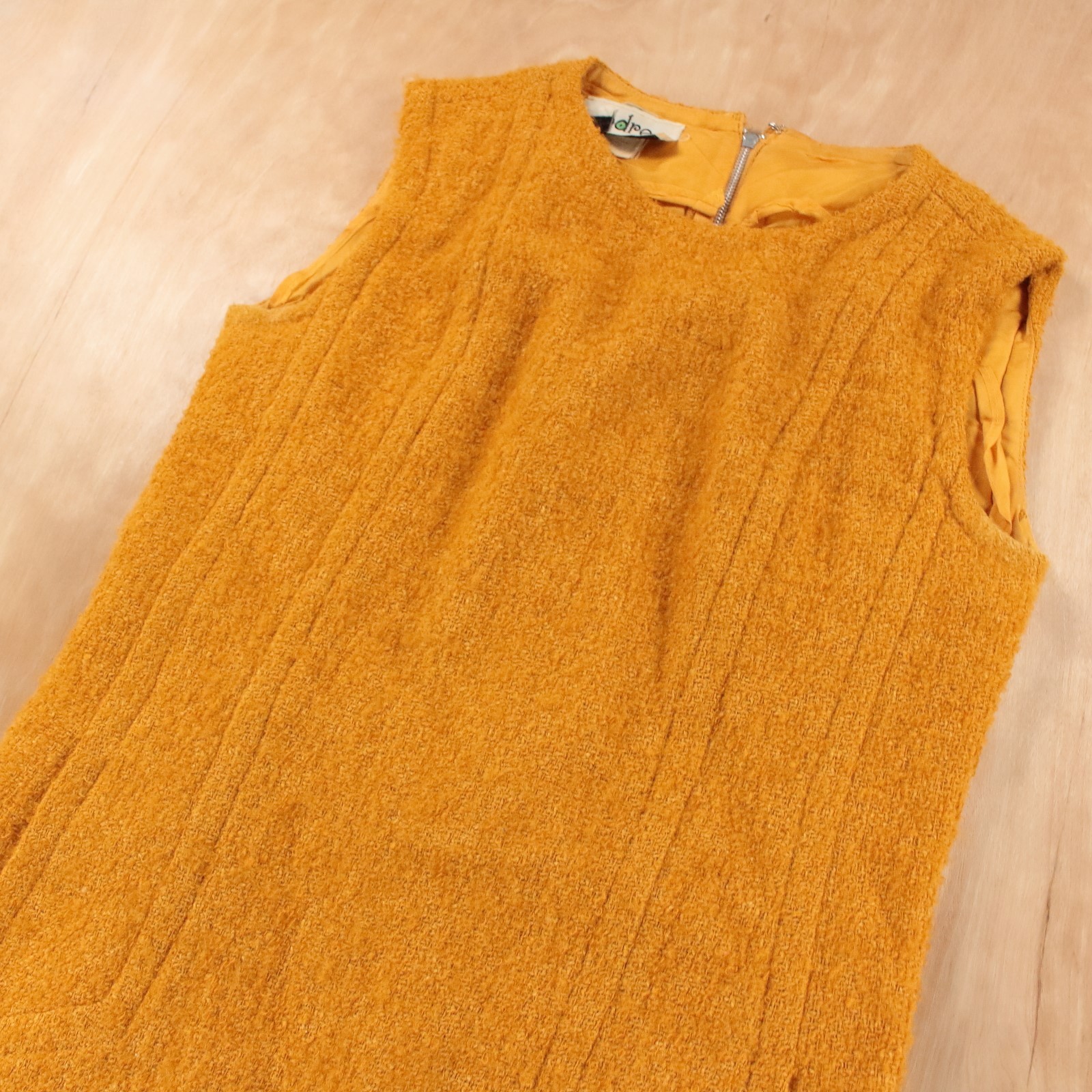 ANDREA GAYLE mohair pencil wiggle shift midi dress fits SMALL vtg 60s 70s mod