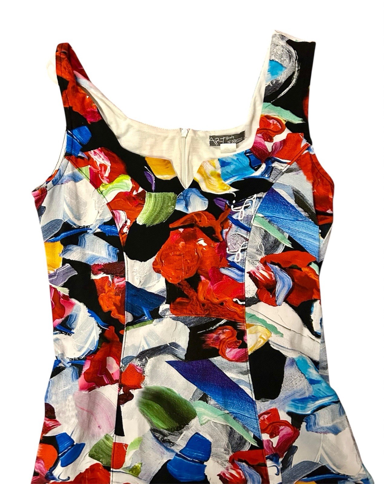 Art Simply by Dolcezza Multicolor Sleeveless Shift Midi Dress Small Art To Wear