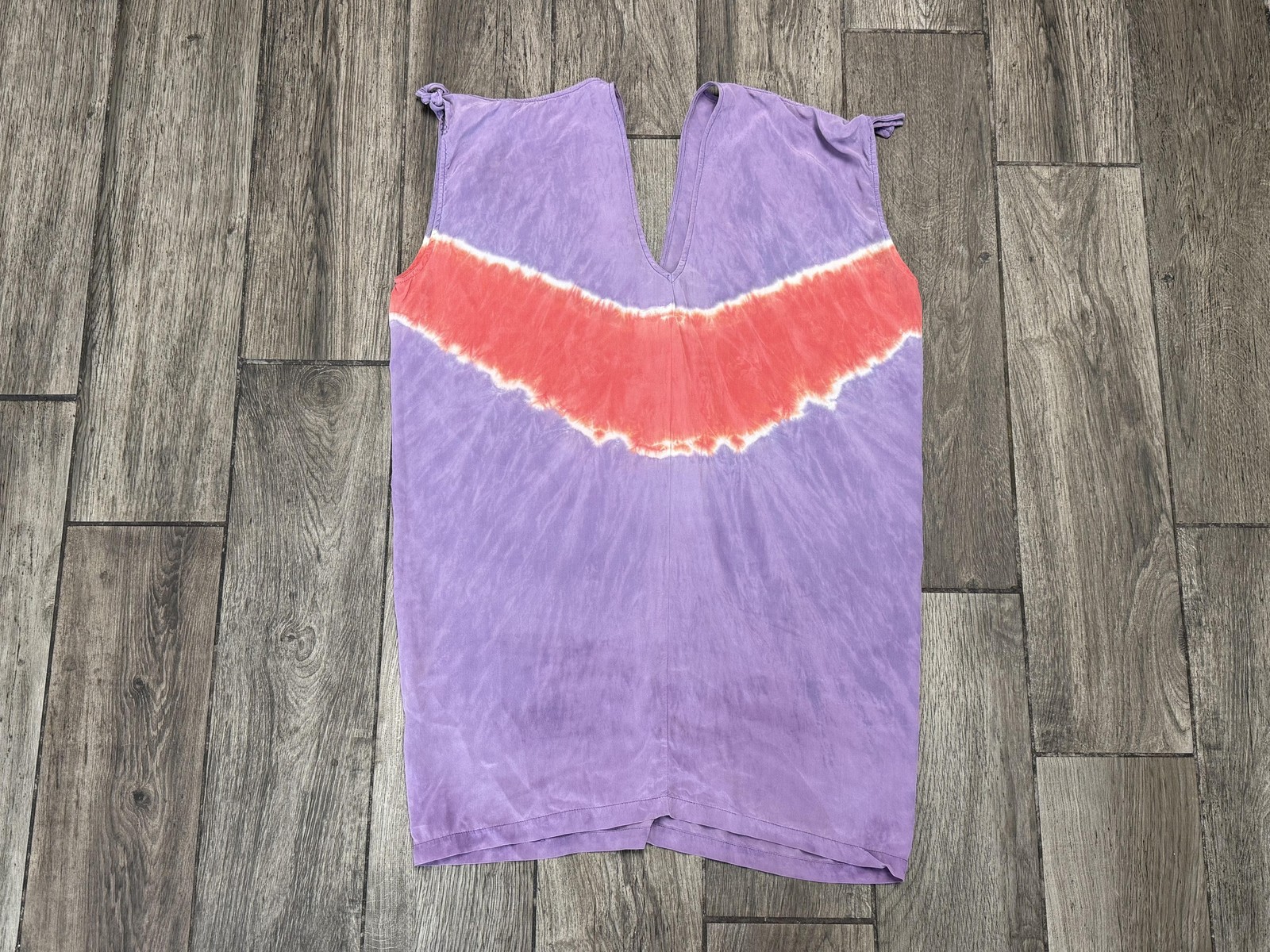 Gypsy 05 Dress Womens XS Purple Silk Tie Dye Chevron V Neck Made in USA W104010
