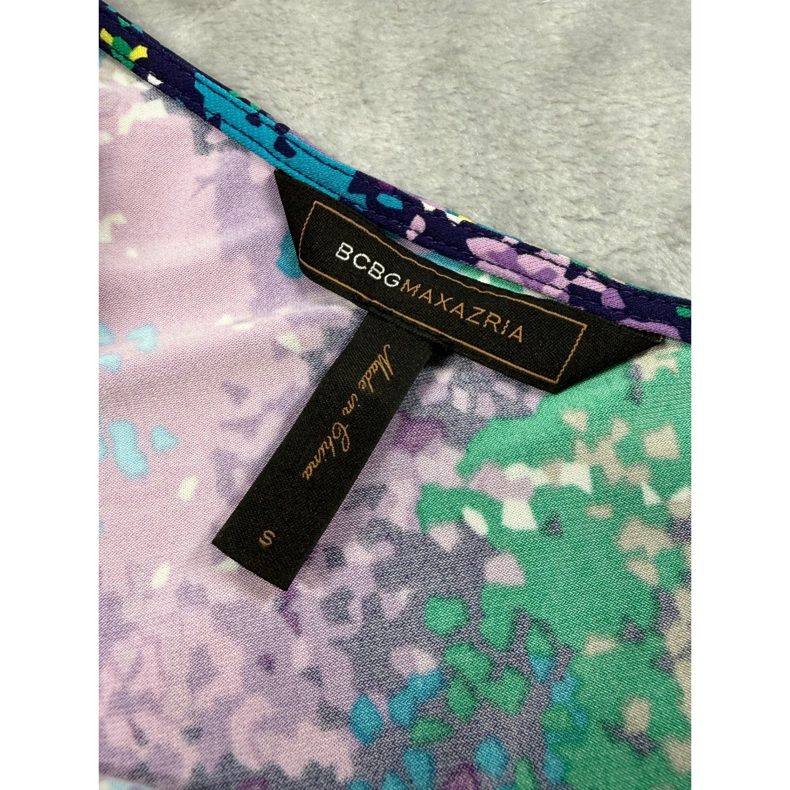 BCBGMAXAZRIA One-Shoulder Y2K Digital Print Violet Combo Mini Dress Size Small