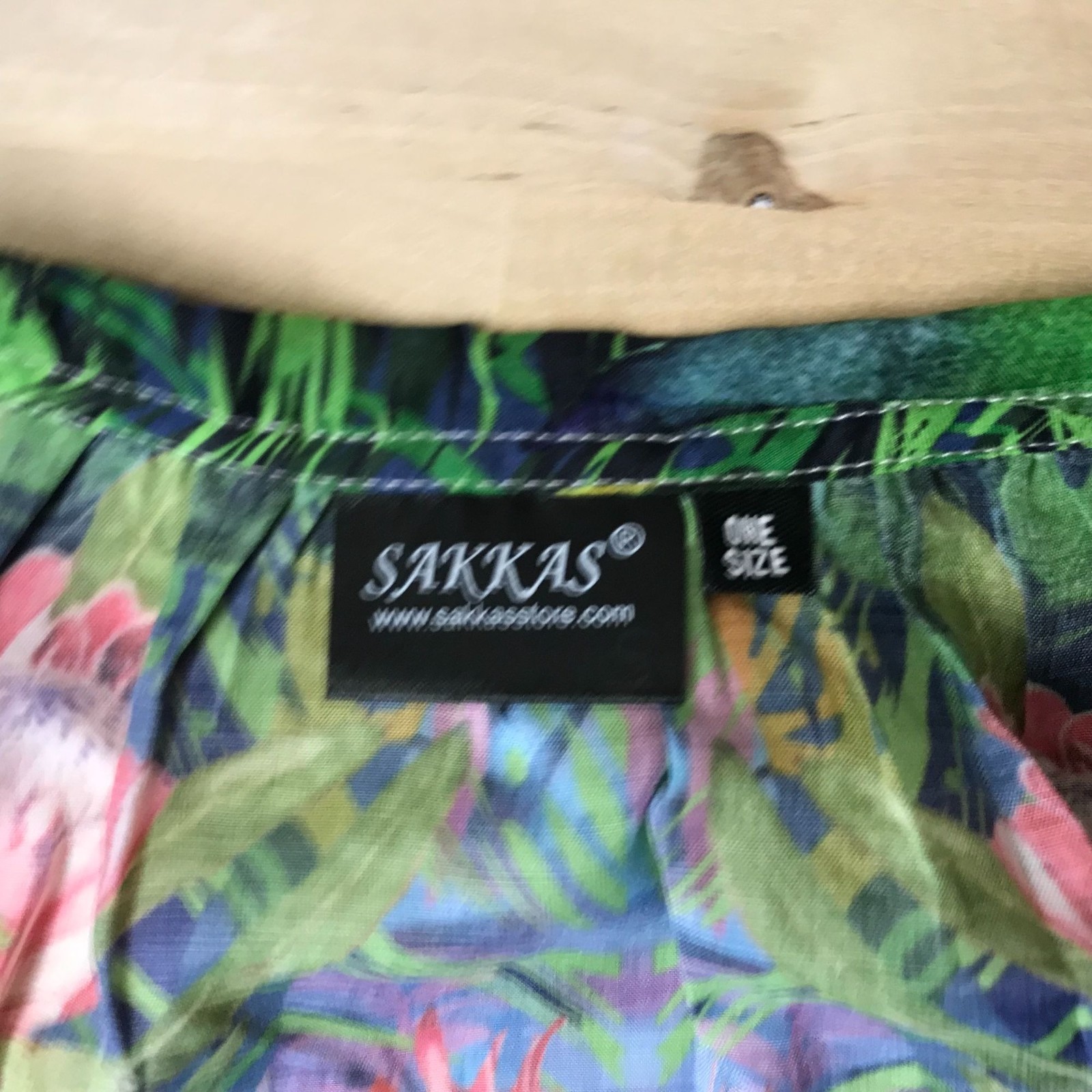SAKKAS – WOMEN’S ONE SIZE MULTICOLOR FLORAL 3/4 SLEEVE KAFTAN POPOVER DRESS