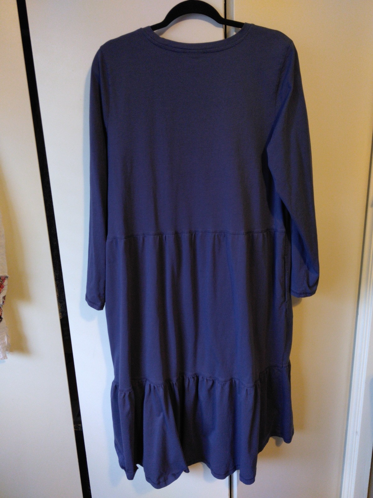 LOGO Lori Goldstein Tiered Flowy Midi Dress Size XL Cobalt Blue Comfort Modest