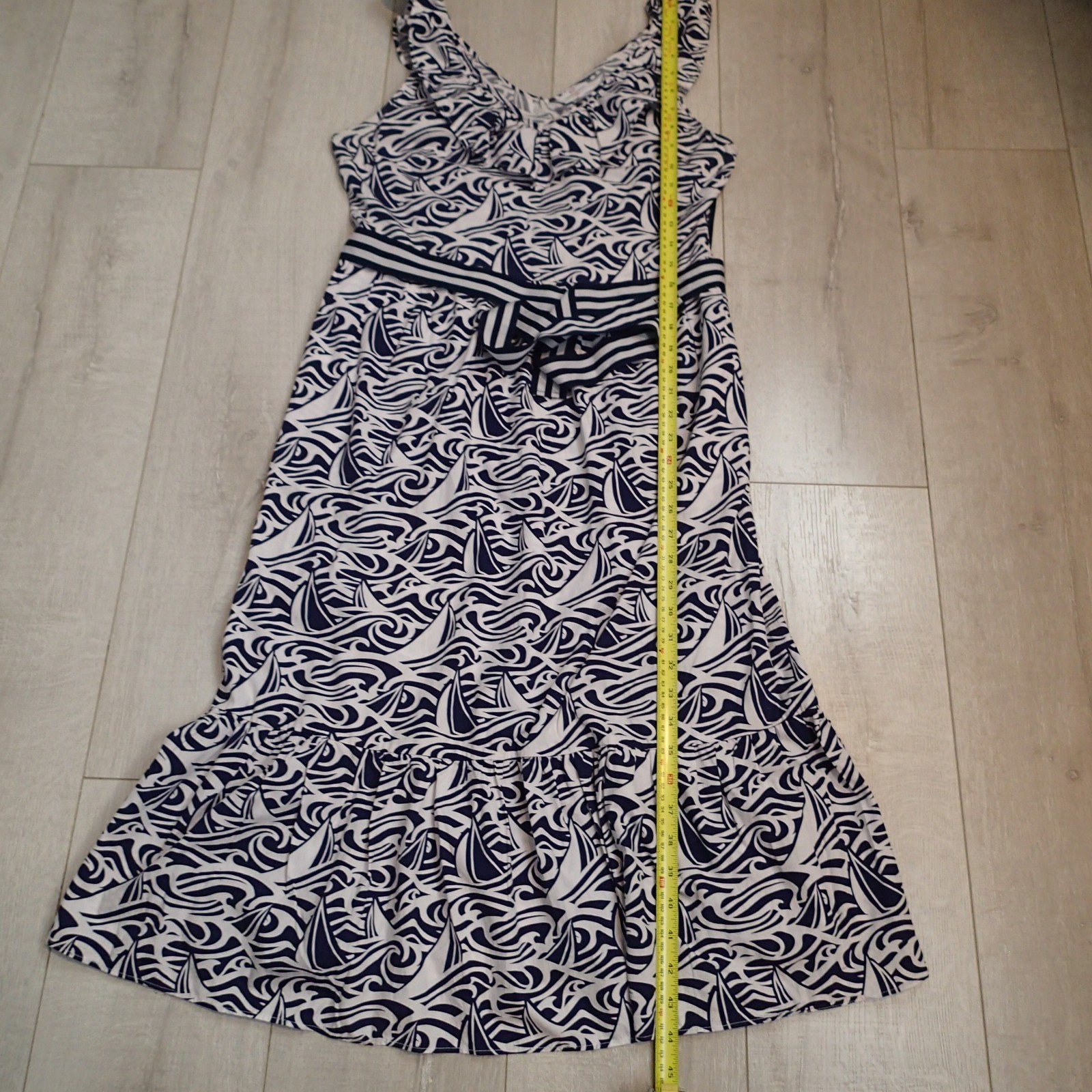 Vineyard Vines Target m Navy Blue White Nautical Cotton Dress Belted Preppy