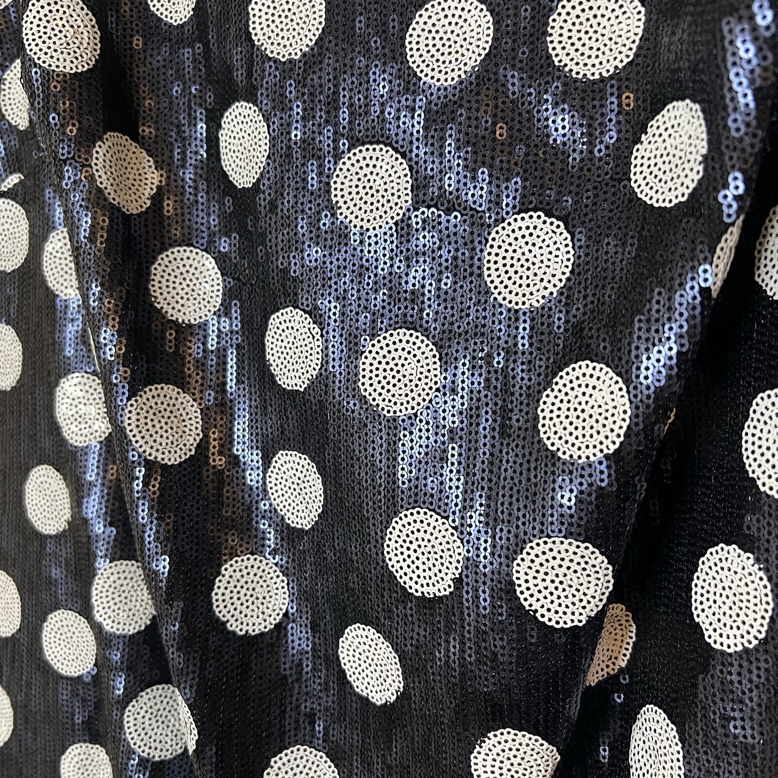 maia sequin blue & white polka dot sleeveless party dress zip up women’s 10