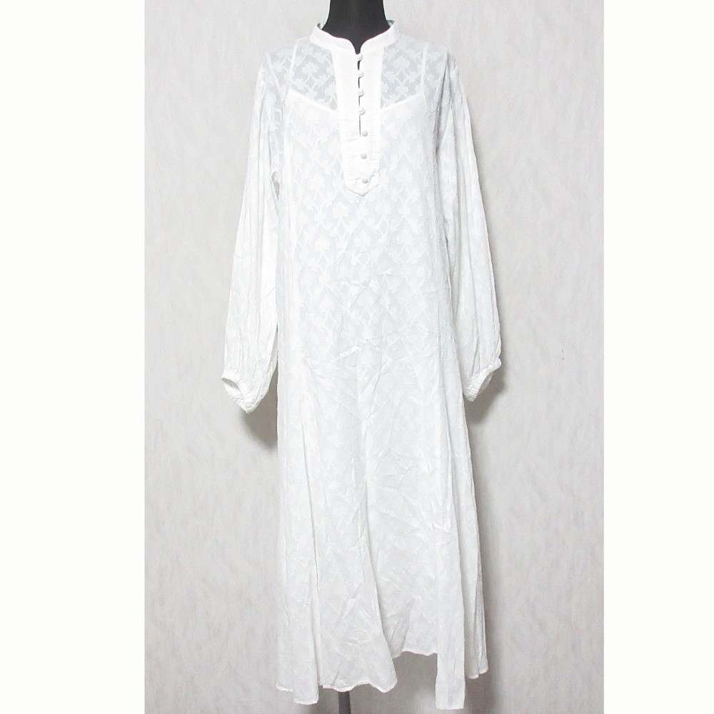 24SS JOURNAL STANDARD Relume Cotton Jacquard Flare Dress F White Women USED