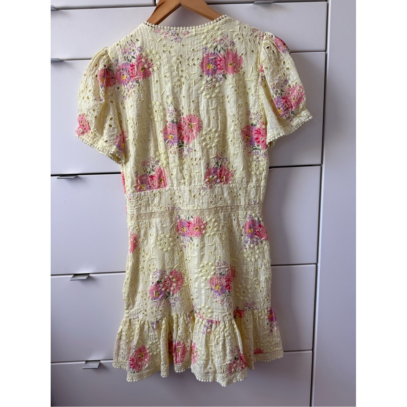 LoveShackFancy Bea Cotton Eyelet Floral Mini Dress Size 2