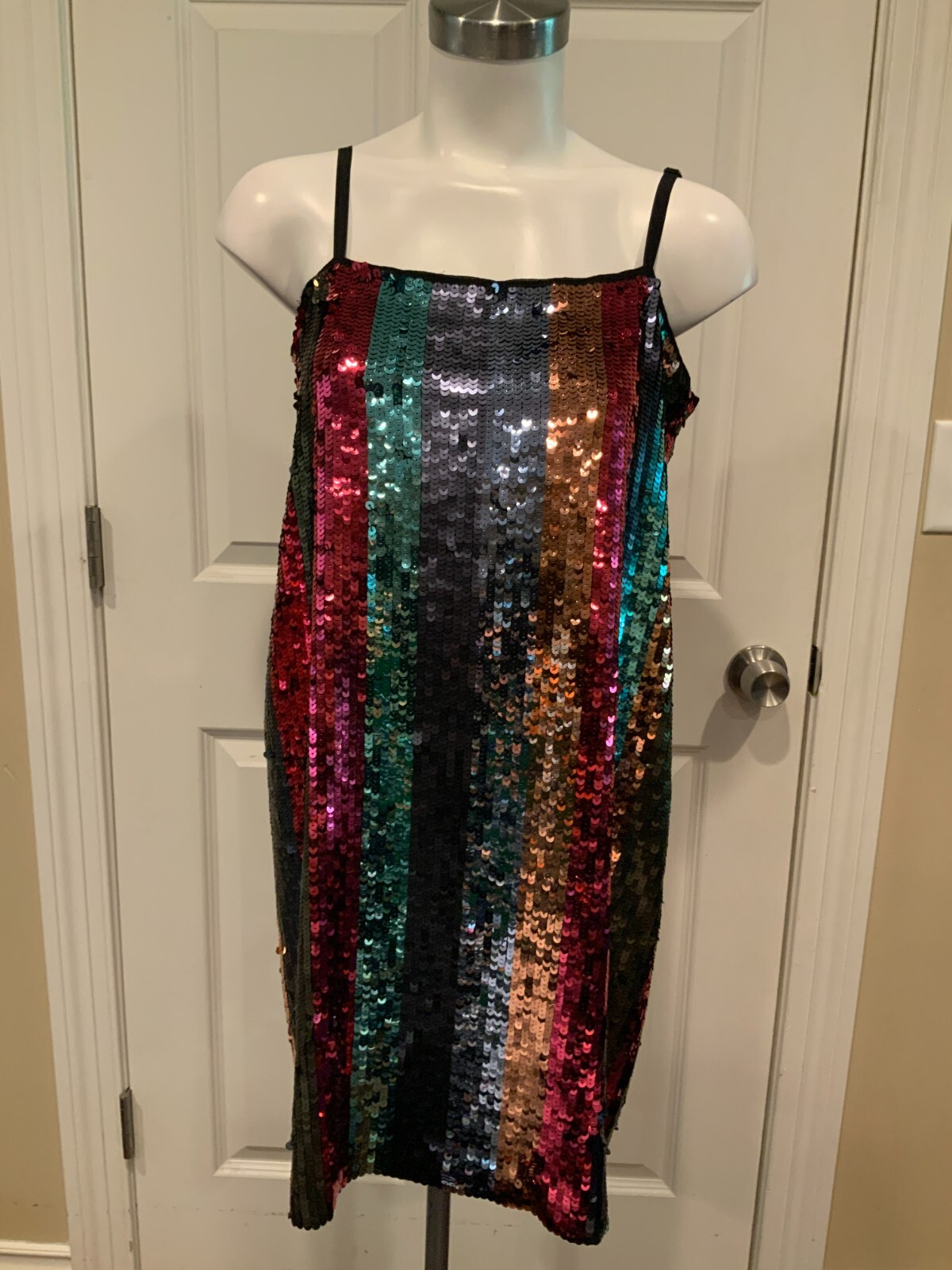 Tanya Taylor Rainbow Sequin Stripe Mini Dress NEW $595, Size 8, $595