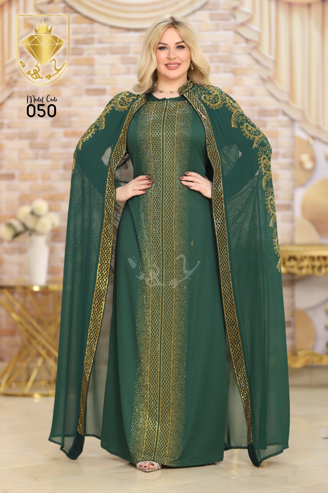 Luxury 2 Piece Chiffon Abaya Robe Set Women Modest Maxi Dress with Polyester In