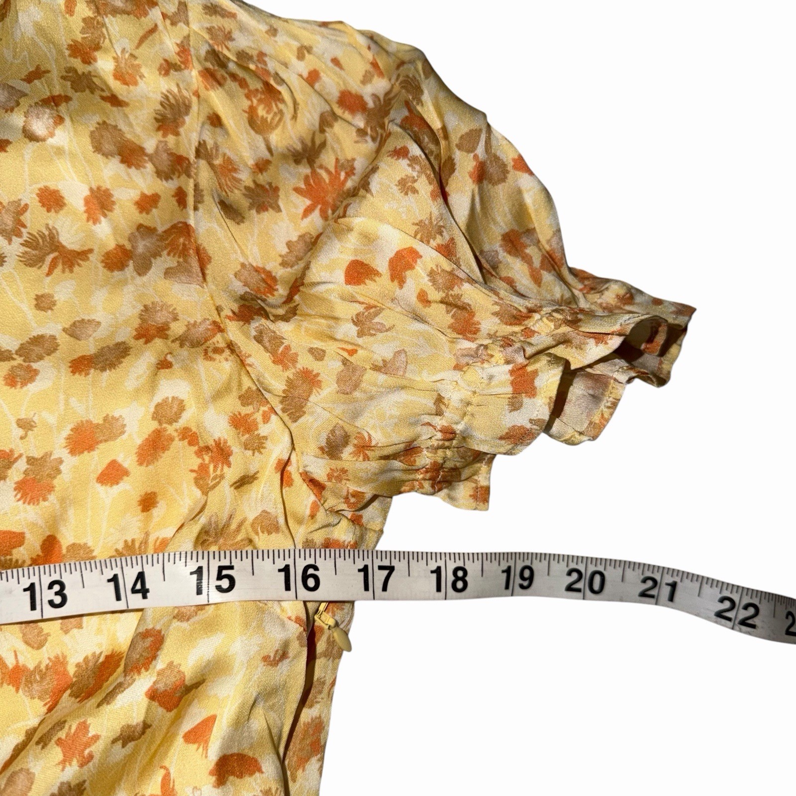 Fabrique Paula Hand Painted Flora Ruffle Dress in Matte Silk Crepe Size 6 US NWT