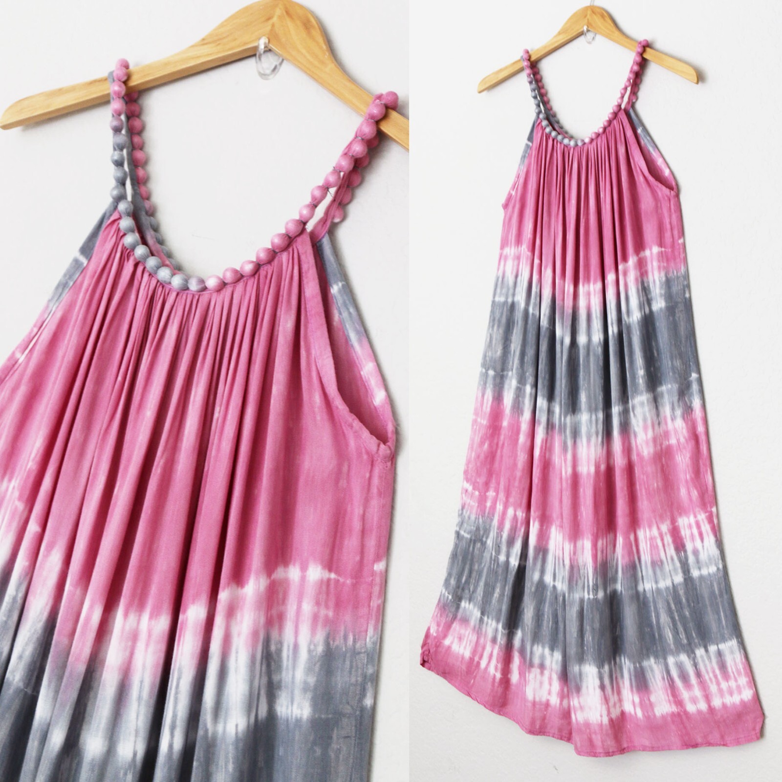 Napua Collection Honolulu Hawaii Beaded Halter Neck Maxi Dress Tie Dye Ombre OS