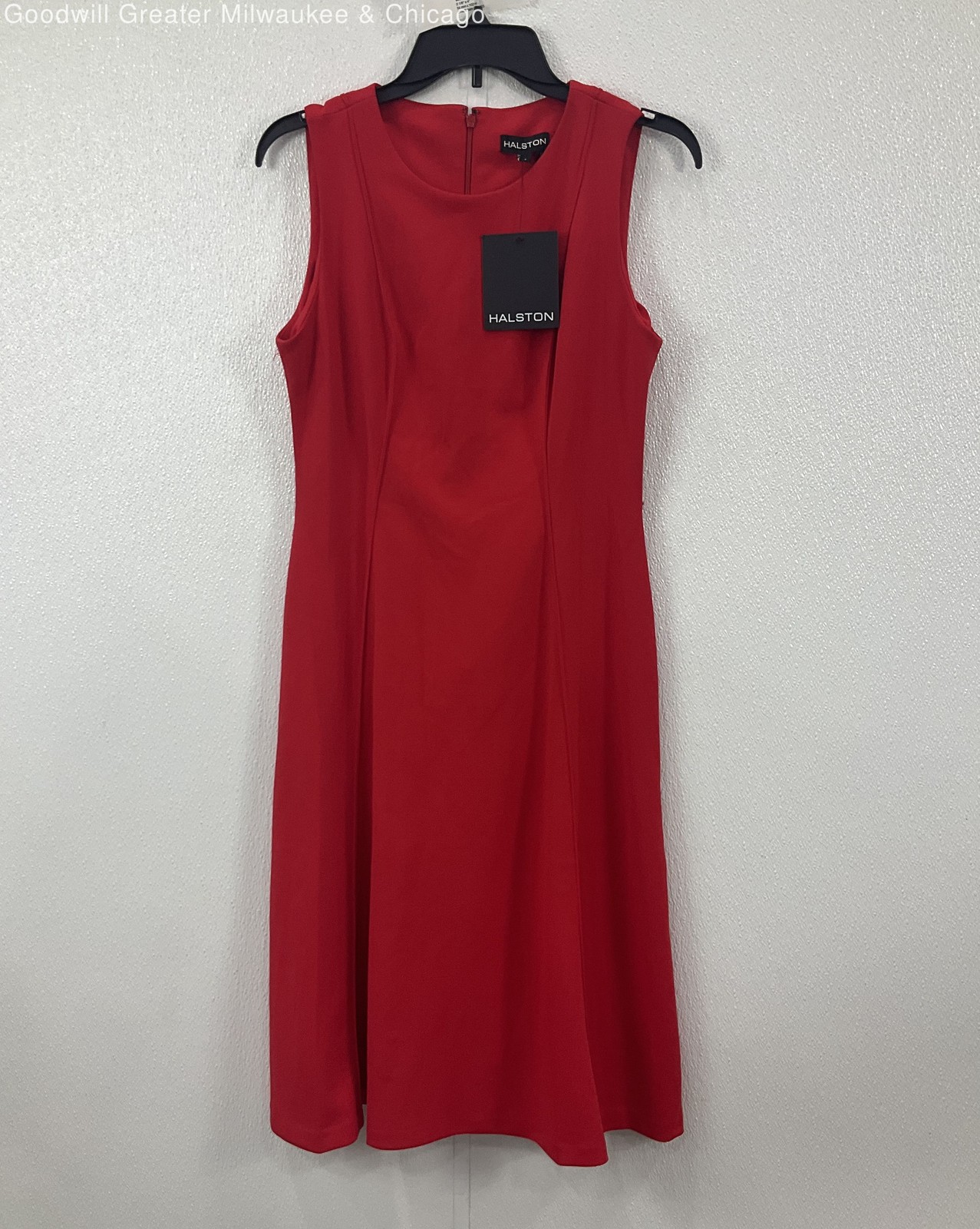 Halston Womens Dress Red Solid Sleeveless Sheath All Season Size 8