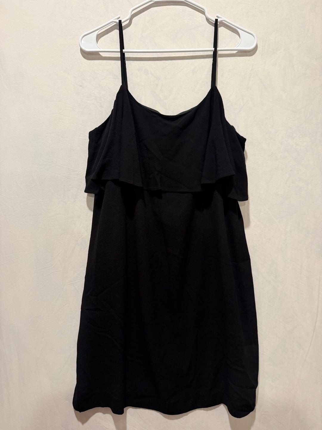 J.Crew Women’s Black Sleeveless Ruffle Overlay Mini Dress, Size 12