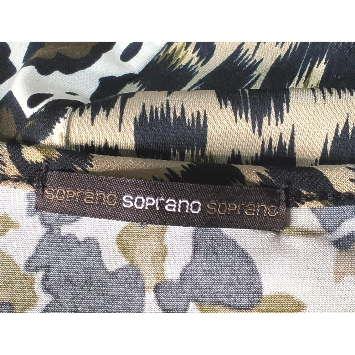Soprano Wrap Dress Women Medium Brown Leopard Animal Print Short Sleeve