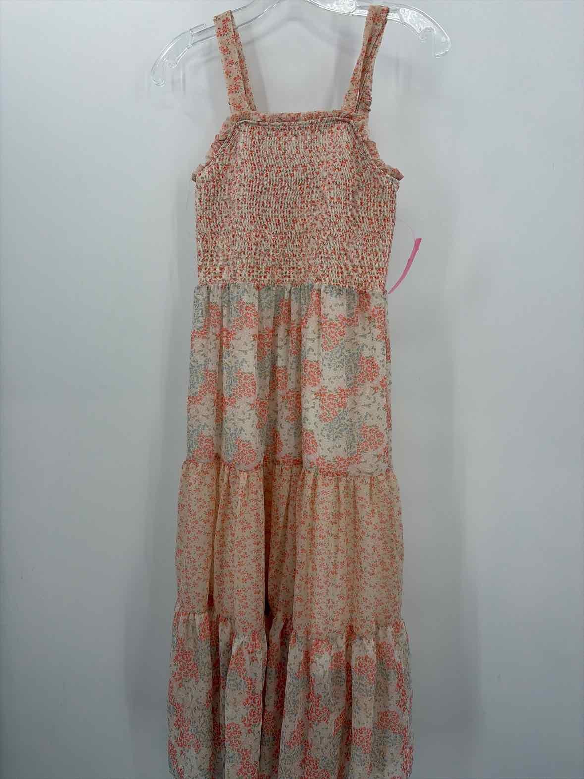 Pre-Owned Celebrity Pink Orange Size Small Floral Midi Sleeveless Dress
