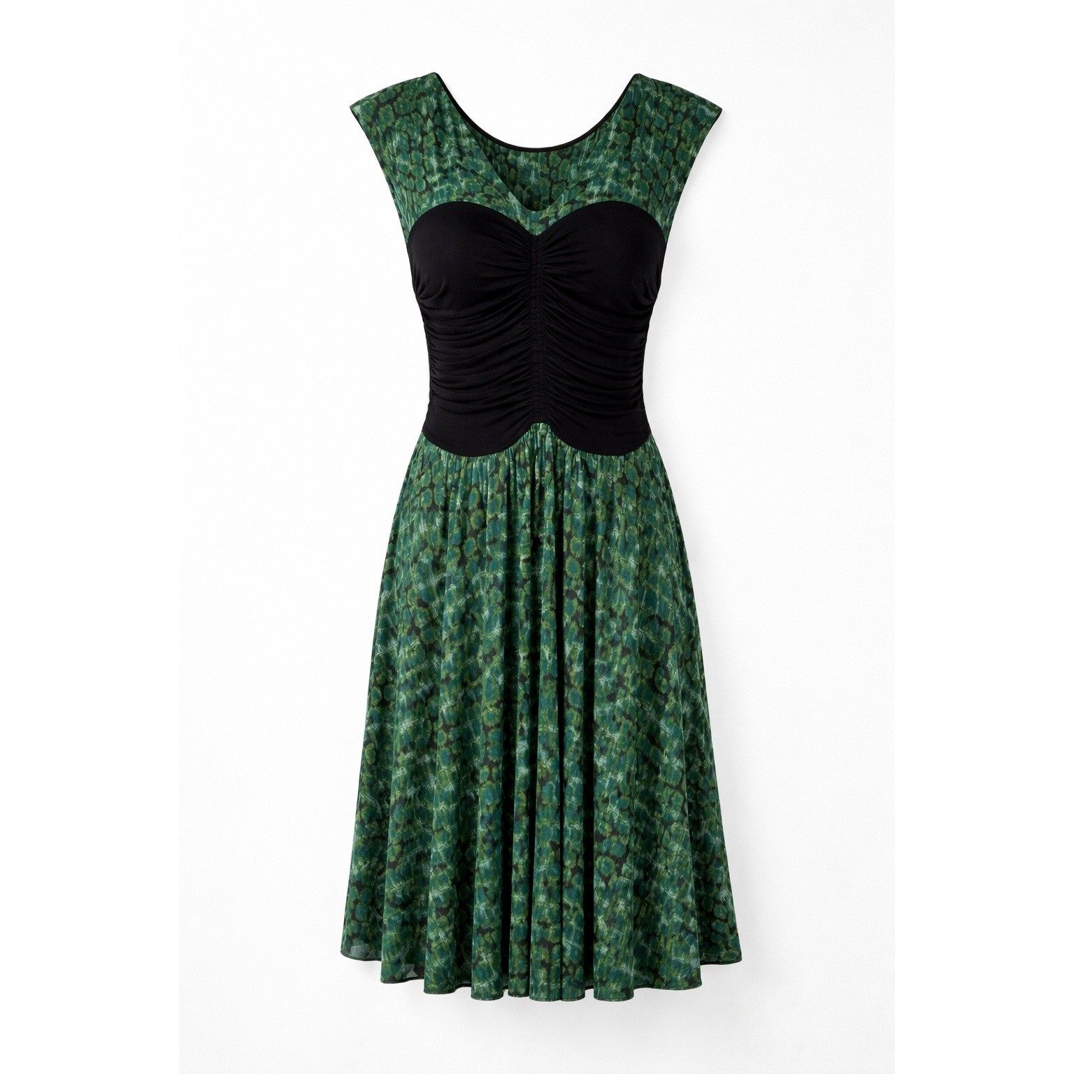 Plenty by Tracy Reese Womens Green Abstract Print Ruched Bodice Dress Size M