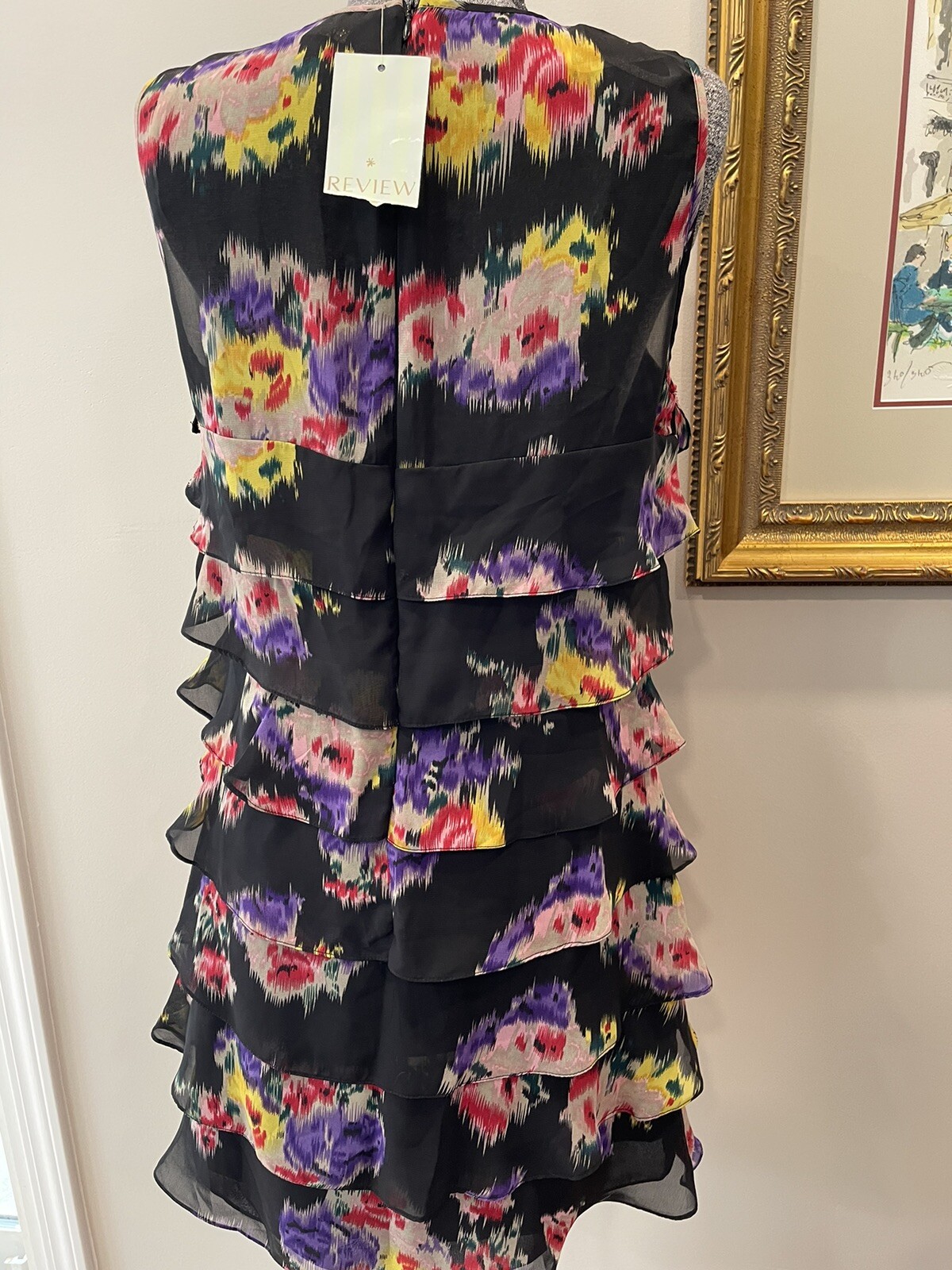 Review Australia Women’s Size 12 Flutter Mini Dress-sleeveless-Ikat Agnes NWT