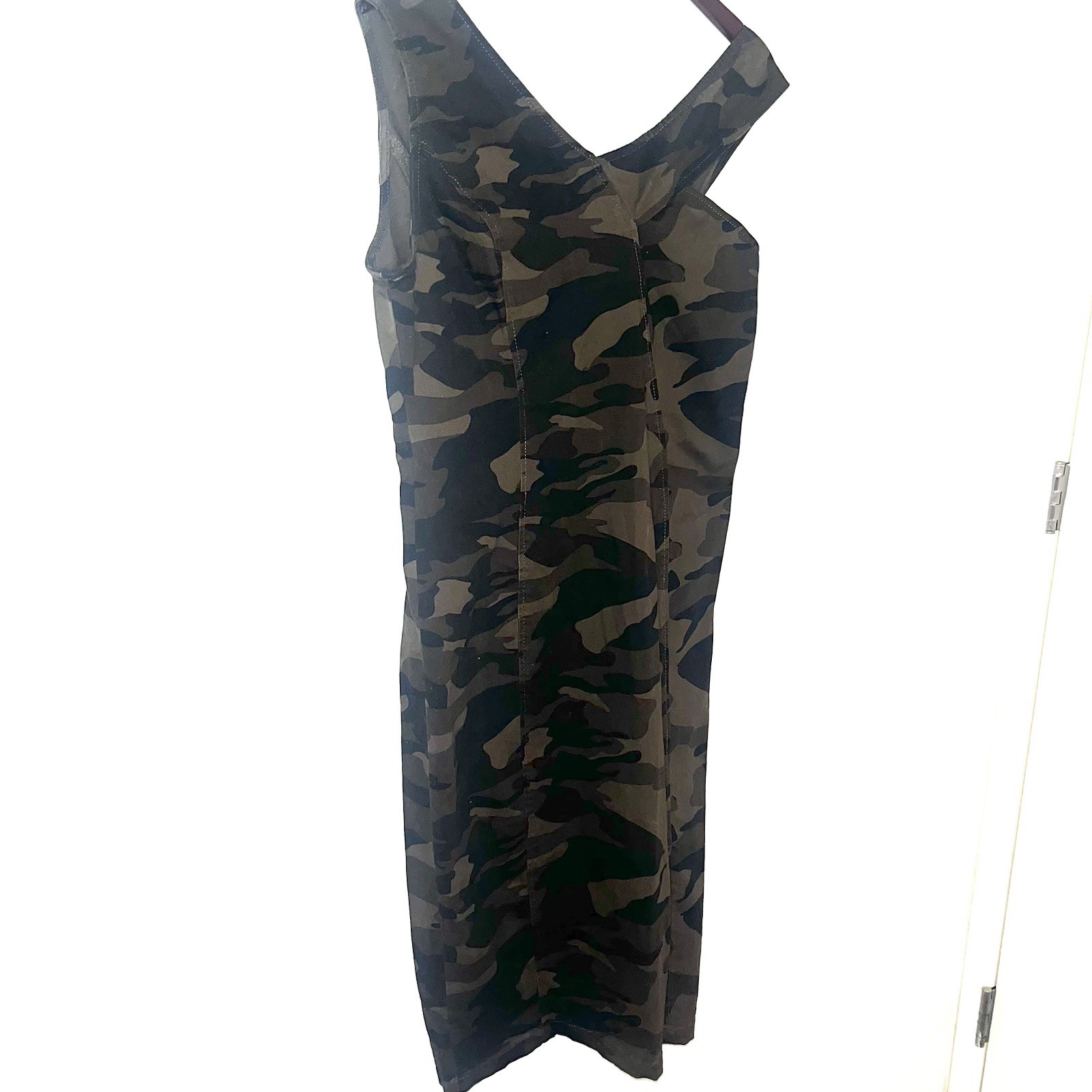New York & Company One-Shoulder Olive Camo Bodycon Dress Sz Medium