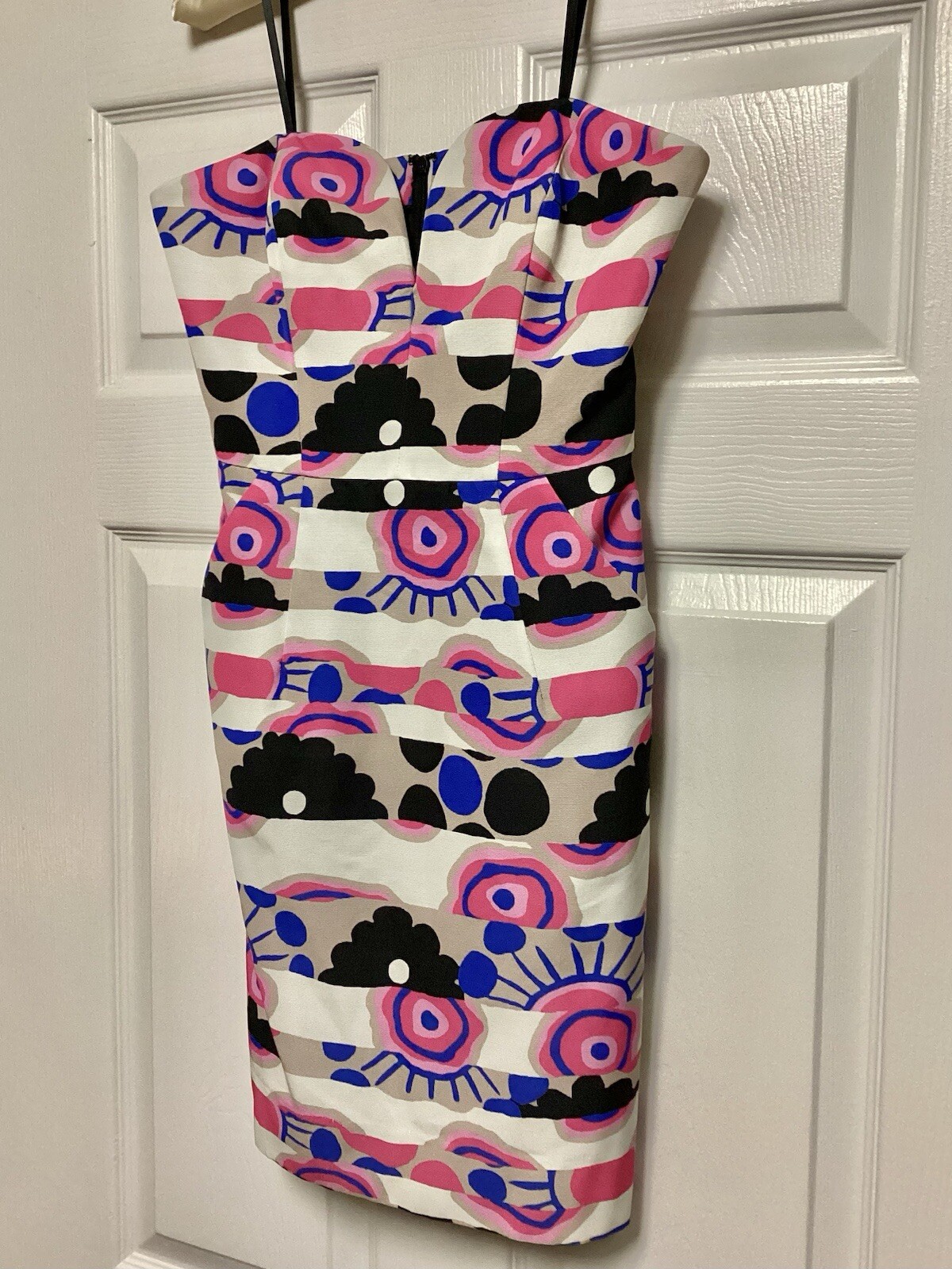 NWT $525 Milly Pink Multi Stripe Strapless Dress Size 2 Stunning 💛