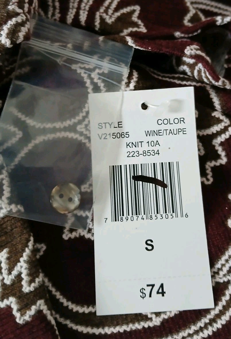 RN Studio Ronni Nicole Dress Small Damask Print Bell Sleeve Keyhole Knit NWT $74