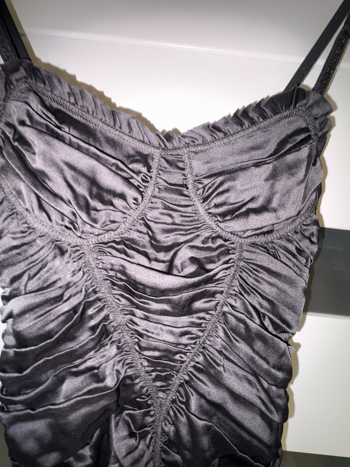 D&G Black Ruched Bodycon Spaghetti Strap Zip Set