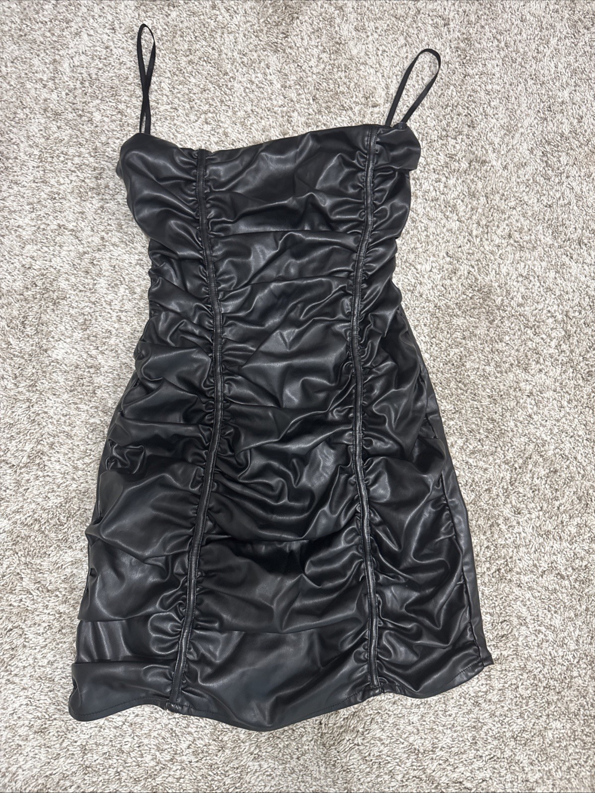 Superdown Faux Leather Mini Dress Women S Black Strapless Ruched Bodycon