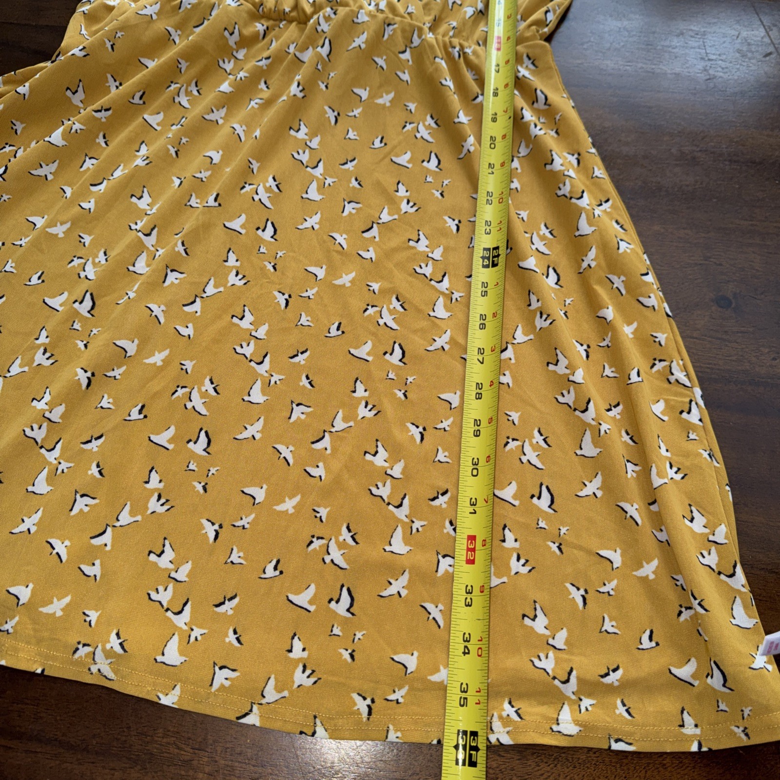 SirenLily Womens Yellow Gold Cross Over V Neck Fit and Flare Sleeveless Dress L