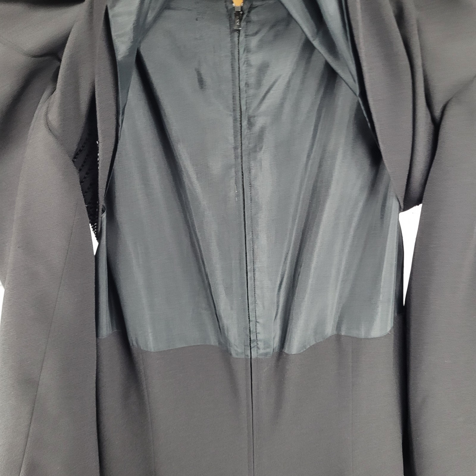 VTG Rimini Black Long Sleeve Beaded Buttoned Back Slit Jacket Dress Size 14
