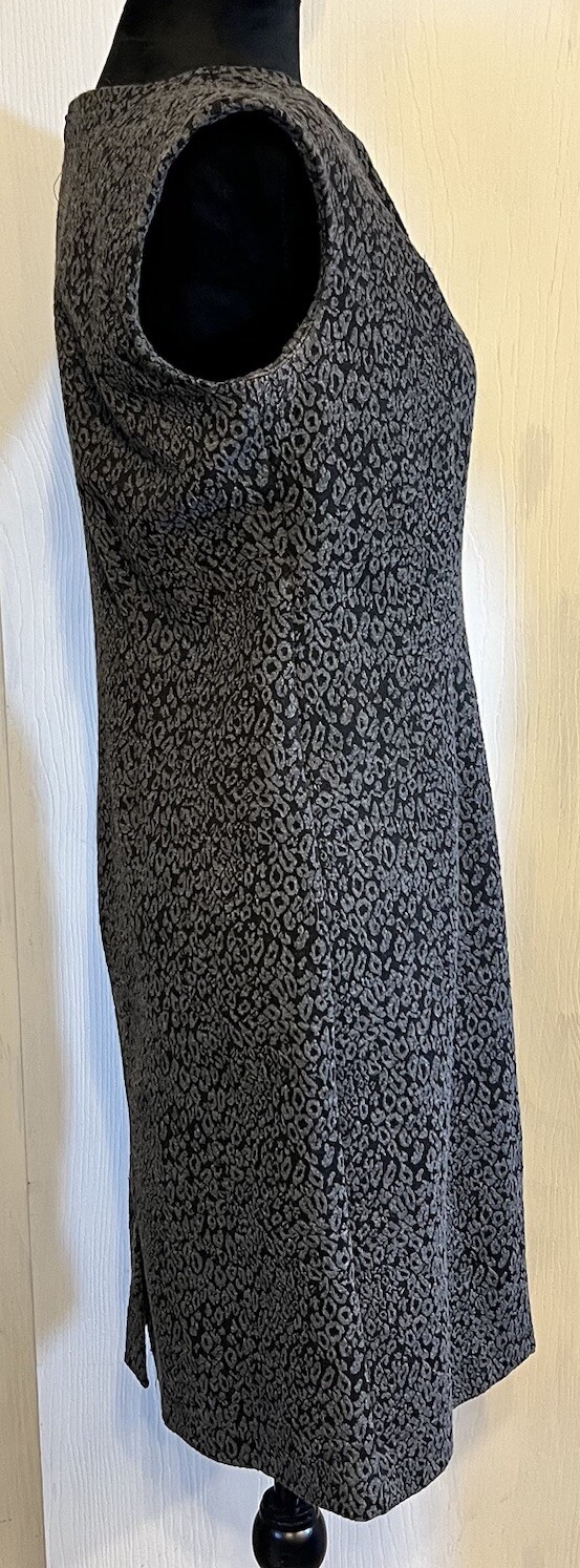 Elementz Dress Petite Small Zip Leopard Cheetah Black Gray Sleeveless