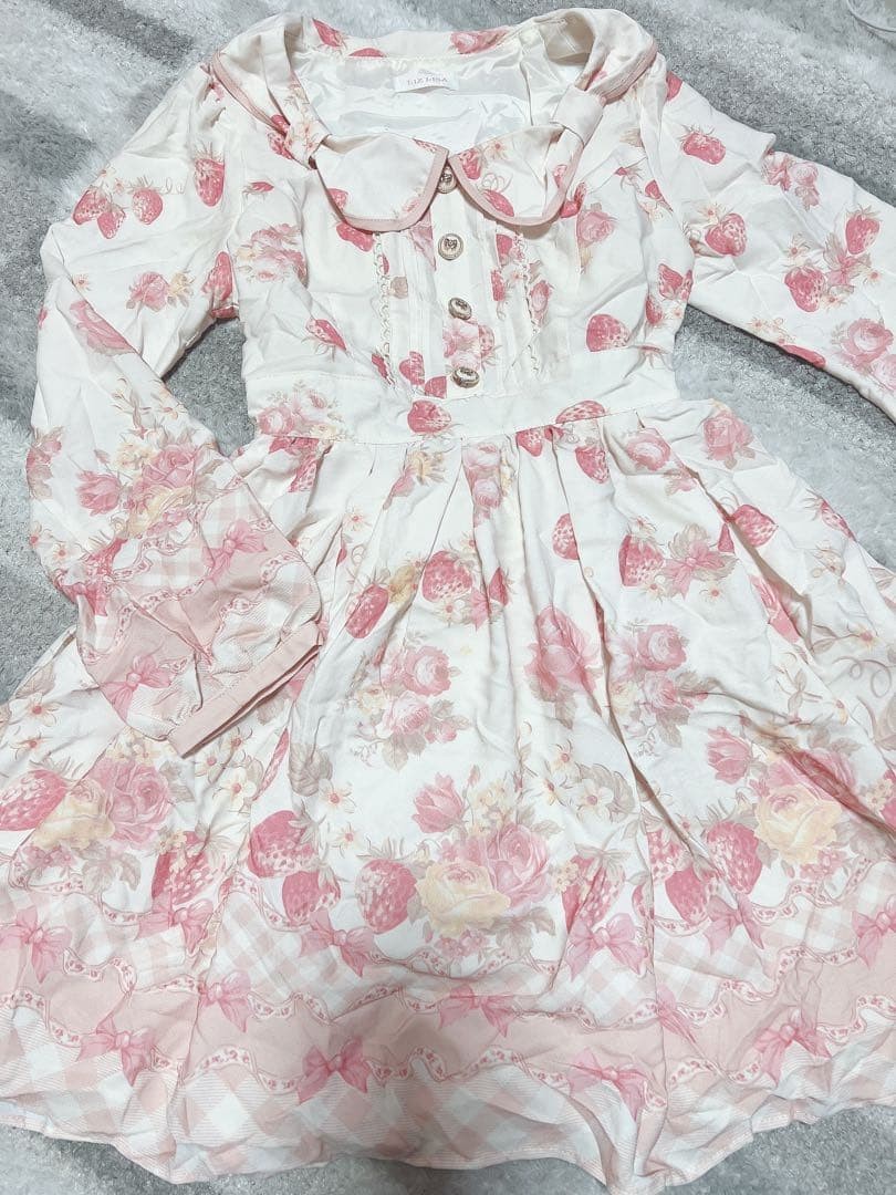 LIZ LISA My Melody Strawberry Ribbon Dress Size 0 Bust 82cm 32.3in Japan