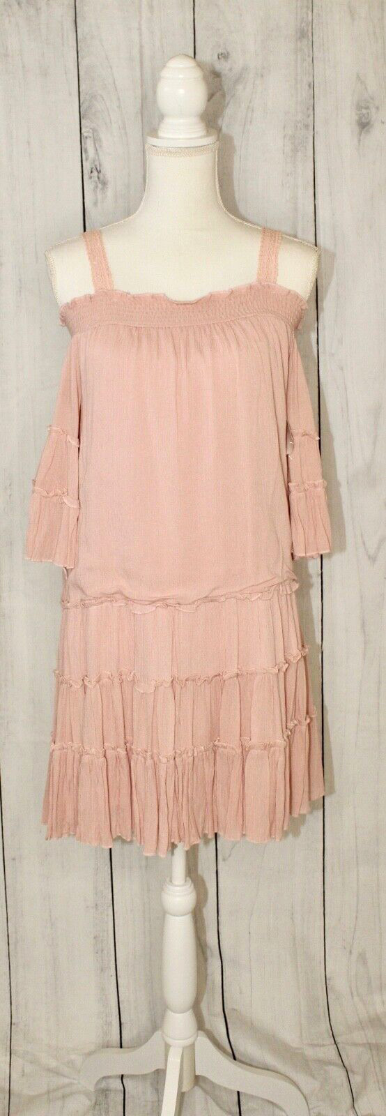 Romeo + Juliet Couture Boho Cold Shoulder Lined Dress Pink SZ M NWT