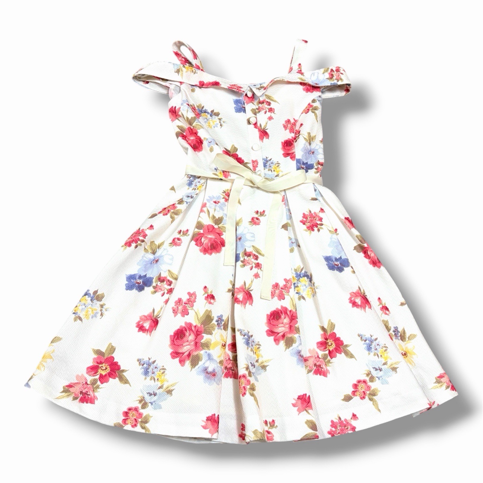 LIZ LISA Floral Off Shoulder Dress Women’s Size 0 White Pink Ribbon Kawaii Japan