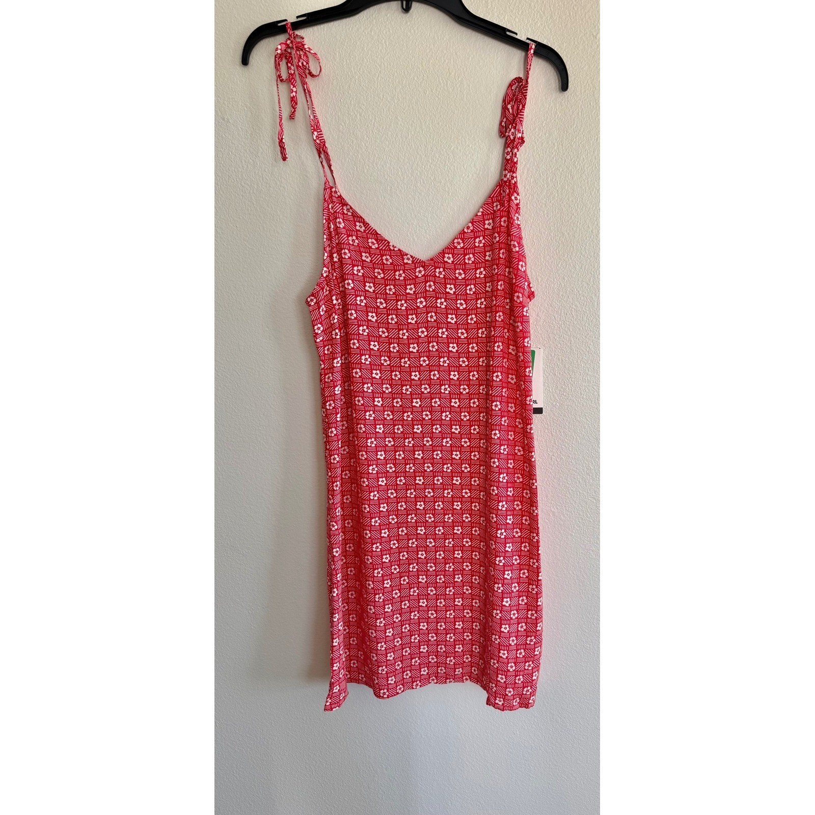 Rip Curl Juniors’ Cala Mayor Tie-Strap Mini Dress Size M Red White Y2k Summer