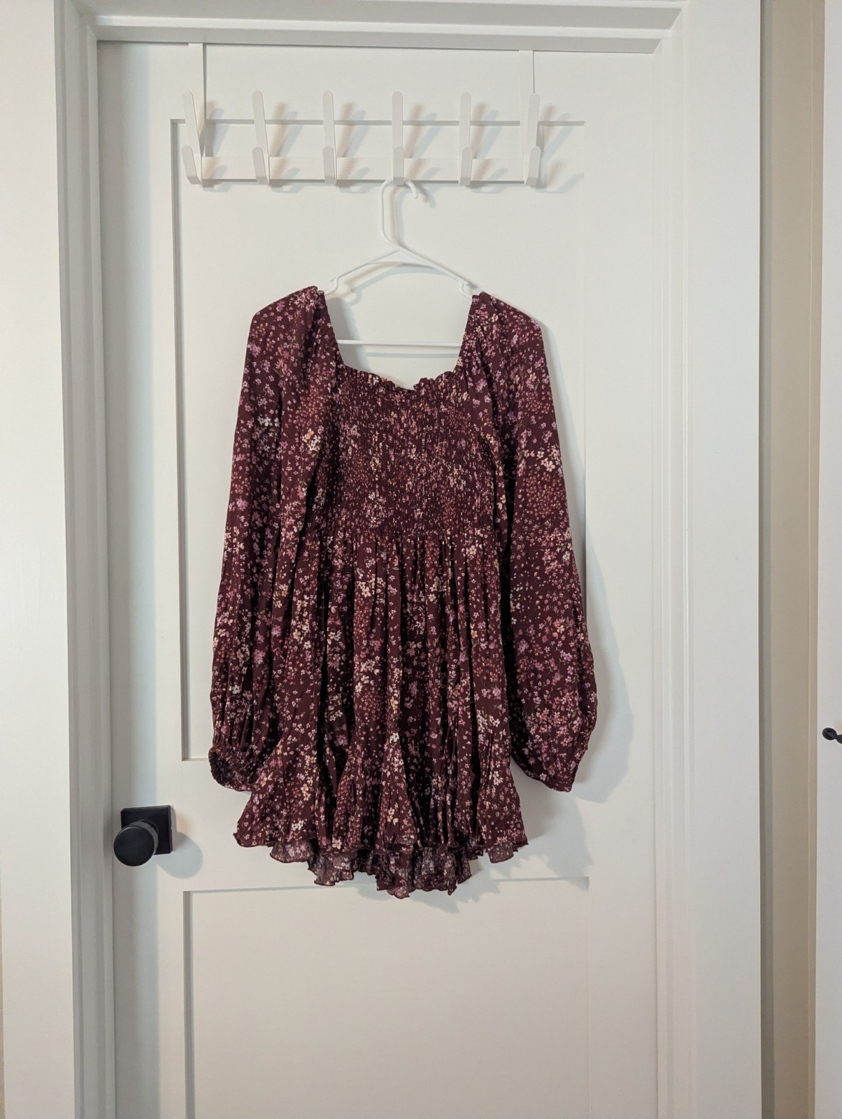 Altar’d State Burgundy Floral Mini Dress, Size Small