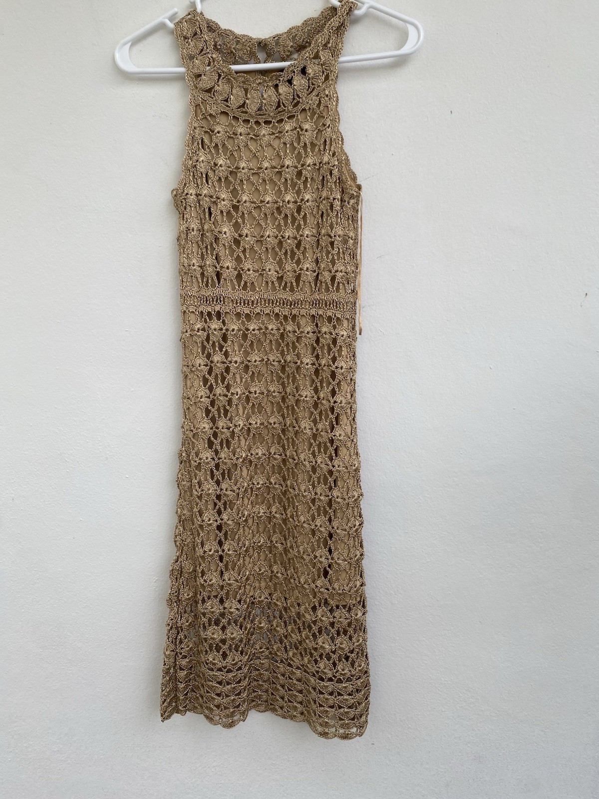 I.N.C international concepts Dress sz S crochet gold color blended fabric lined