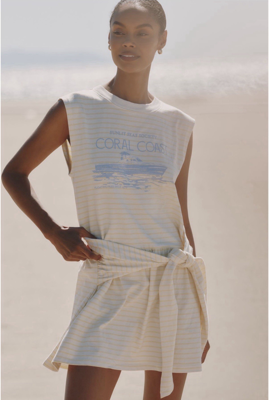 Celandine x Holly Francesca Knotted T-Shirt Mini Dress Size M