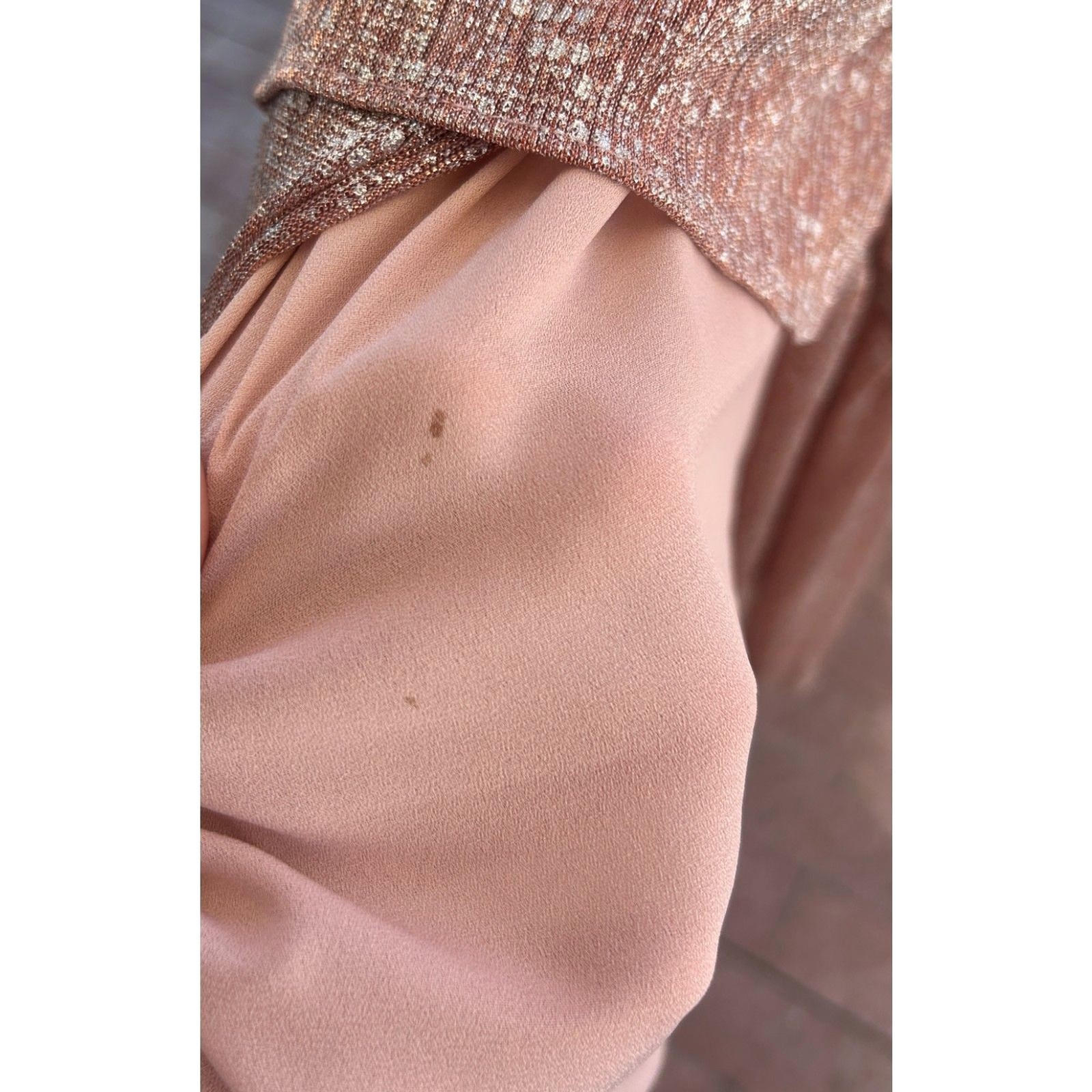 IRO Paris Lamé Ruffled Metallic Rose Gold Shimmer Mini Dress French Size 40 L