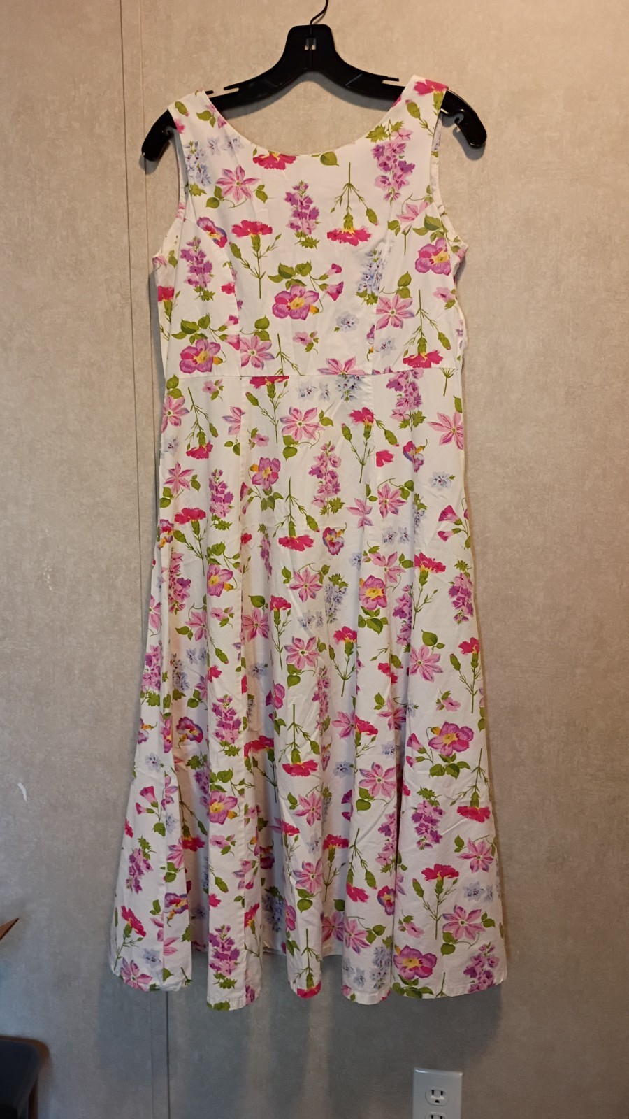 Vintage Victoria Holley Floral Cotton garden Long Dress Size 2PFit & Flare