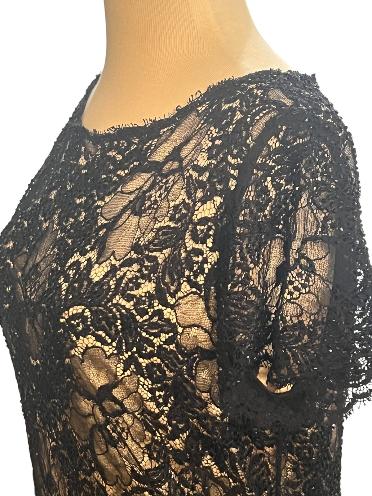 Vtg Black Tie Oleg Cassini NEIMAN MARCUS Black Evening Gown Beaded Silk Sz 10